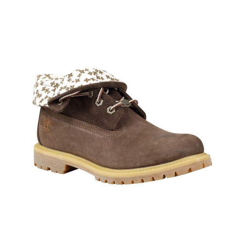 Women's Timberland® Authentics Roll-Top Boots Dark Brown Nubuck/Flowers