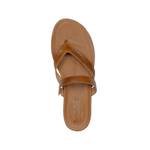 Women\'s Timberland® Harborview Leather Thong Sandals Light Brown Full-Grain